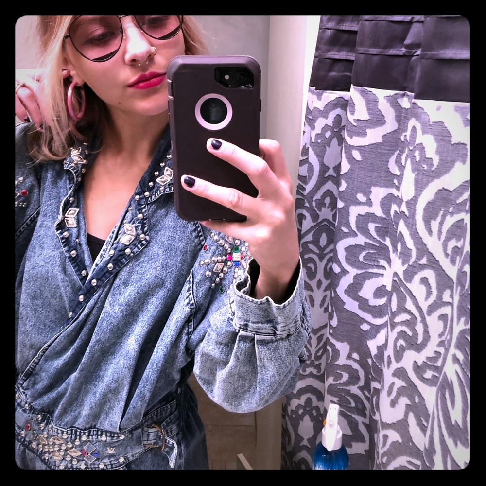 Vintage Bedazzled Denim Jumpsuit (Rare deadstock!)